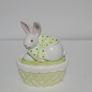 Vtg Lefton Ceramic Bunny Trinket Box